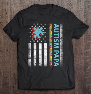 Autism papa american flag version shirt