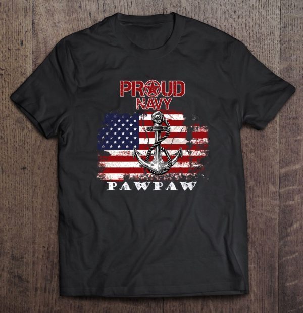 Proud navy pawpaw, logo navy, american flag black version shirt