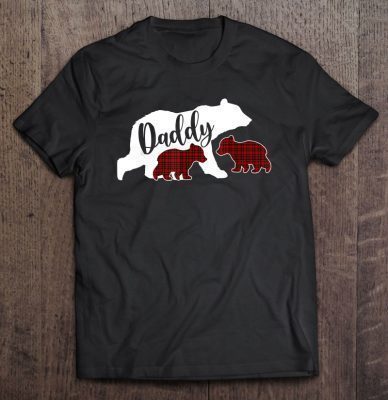 Daddy bear two cubs red plaid bear version shirt