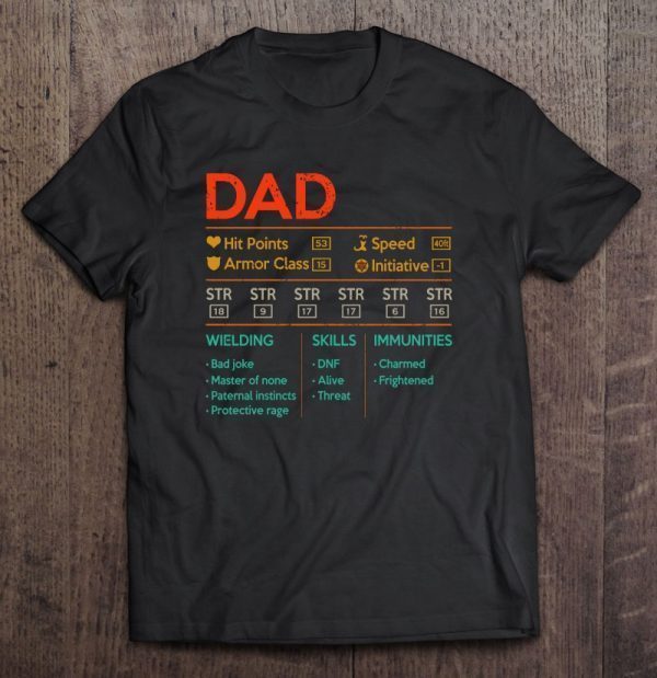 Dad stats character sheet vintage version shirt
