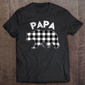 Papa white plaid bear shirt