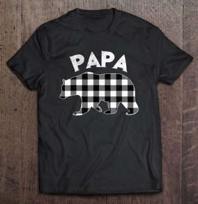 Papa white plaid bear shirt