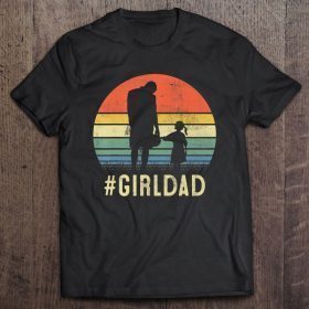 #girldad father and daughter silhouette vintage version shirt