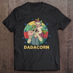 Dadacorn dad and baby unicorn vingtage version shirt