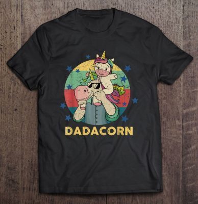Dadacorn dad and baby unicorn vingtage version shirt