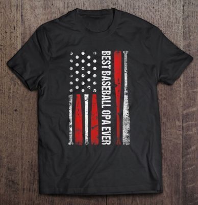 Best baseball opa ever american flag shirt
