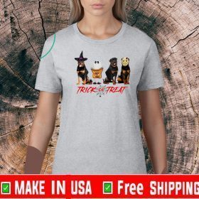 Boo and Rottweiler Dogs Trick or Treat Halloween Official T-Shirt