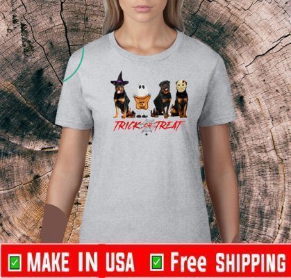 Boo and Rottweiler Dogs Trick or Treat Halloween Official T-Shirt