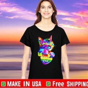 Cat LGBT love is love Funny T-Shirt