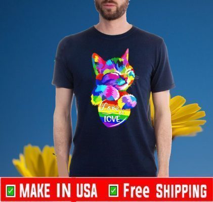 Cat LGBT love is love Funny T-Shirt