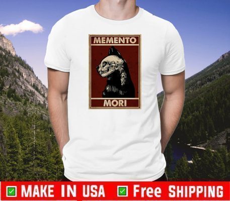 black cat skull memento mori shirt