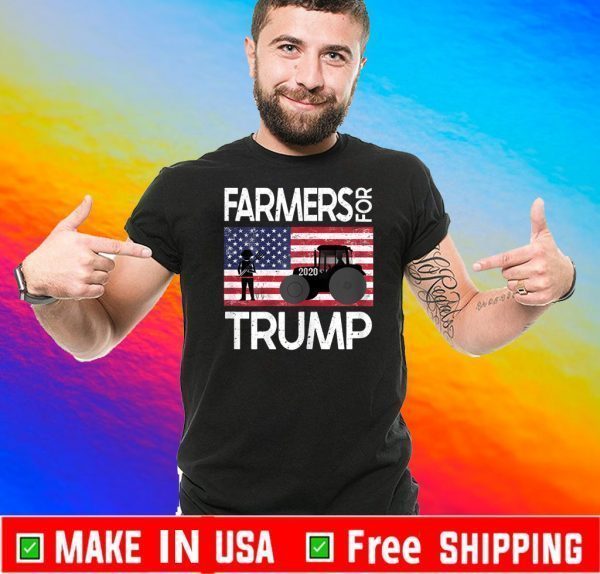 Farmers For Trump 2020 Vintage US Flag T-Shirt