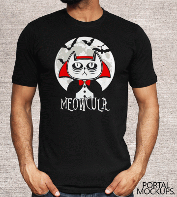 Halloween cat vampire dracula Meowcula For T-Shirt