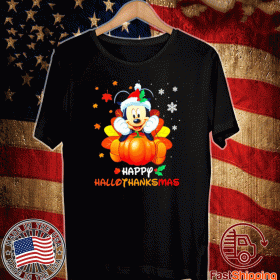 Mickey mouse happy Hallothanksmas pumpkin T-Shirt