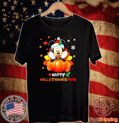 Mickey mouse happy Hallothanksmas pumpkin T-Shirt