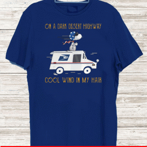 Snoopy on car on a dark desert highway cool wind in my hair 2020 T-Shirt