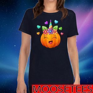 Cute Unicorn Pumpkin For Halloween Girls Tee Shirts