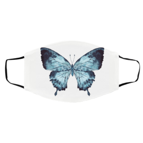 W-hi-te a-n-d I-ndi-g-o- B-utt-er-fly 2020 Face Mask