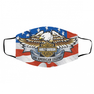H-a-r-l-e-y D-a-v-i-d-s-o-n., A-m-e-r-i-c-a-n F-l-a-g Face Mask