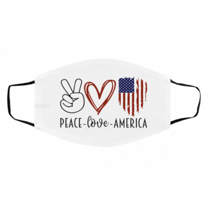Pea-ce Lo-ve Am-eri-ca F-la-g Face Mask