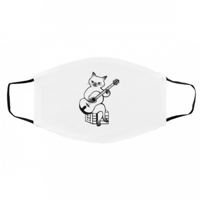 Lo-ve C-at Pl-ay-ing G-uit-ar Face Mask