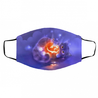 Pu-mpk-in Ha-llow-een C-a-t Face Mask