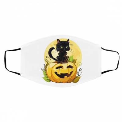 Hall-owe-en C-at Pu-mp-kin Cu-te Face Mask