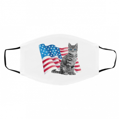C-at O-pen-ed Am-er-ica-n Fla-g Face Mask
