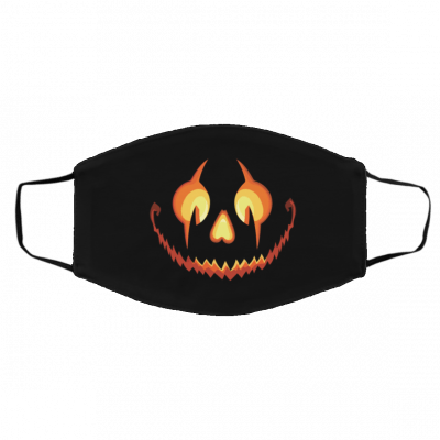 Pu-mp-kin Scar-y Sm-iling Halloween Face Mask