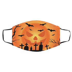 Orange Bats Halloween Face Mask