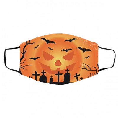 Orange Bats Halloween Face Mask