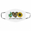 Pe-ac-e Lo-v-e S-unshi-ne Sunfl-owe-r Face Mask