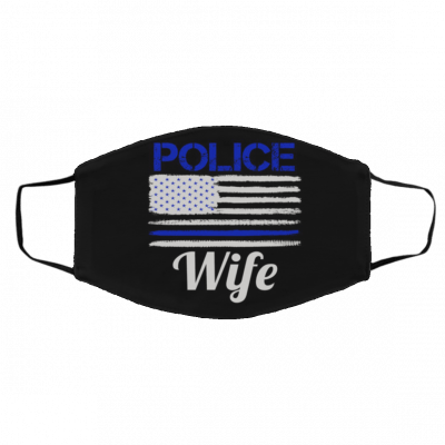 B-ac-k th-e B-lu-e Fl-o-ral P-oli-ce Wi-fe Face Mask