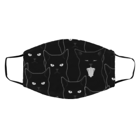 Bl-ac-k C-a-ts Pa-tte-rn Face Mask
