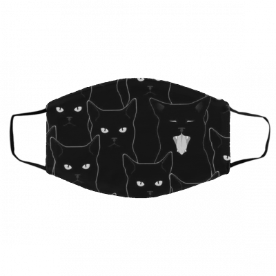 Bl-ac-k C-a-ts Pa-tte-rn Face Mask