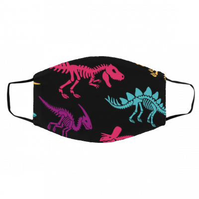 N-e-on D-ino-sa-ur Sk-ele-to-n Pat-ter-n Face Mask