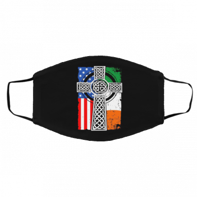 Ir-ish- A-me-ric-an Fl-ag Cel-ti-c Cr-o-ss S-t P-at-r-ick’s D-ay Face Mask