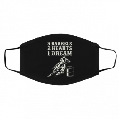 B-a-rr-el R-ac-in-g Ho-rs-e 3 Ba-rre-ls 2 H-ea-r-ts 1 D-rea-m Face Mask