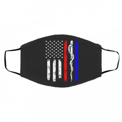 Po-li-ce & Fi-refi-g-ht-er & E-M-T Fl-ag Face Mask