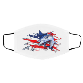 Am-eri-ca-n Fl-ag Sa-il-fish F-is-h F-ish-i-ng V-in-yl Face Mask