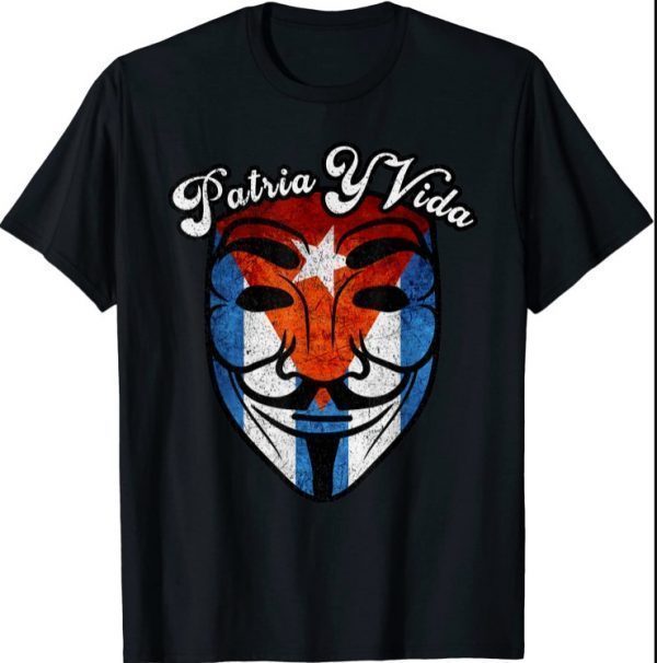 Patria Y Vida Cuba Flag Mask Free Cuba Mask SOS Cuba T-Shirt