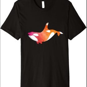 Orca Killer Whale Sea Ocean Love Watercolor Girl Happy Whale Premium T-Shirt