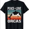 Peace Love Orcas Quote Retro Art Killer Whale Vintage T-Shirt
