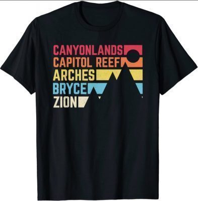 Utahs Five National Parks Souvenir - NPS Moab Utah Mighty 5 T-Shirt