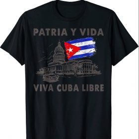 Patria Y Vida Viva Cuba Libre Vintage Cuba Flag Cuban Pride T-Shirt