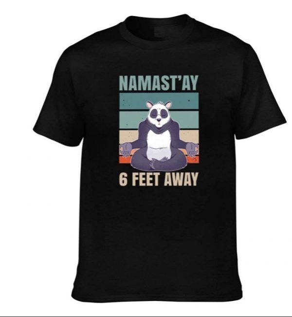 2021 Ohclearlove Namaste Panda 6 Feet Away Funny T Shirt Fitted Short Sleeve Tee for Men Cotton Casual Tops shirt