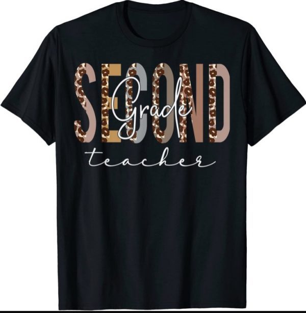 Second Grade Teacher Back To School Appreciation Leopard T-Shirt