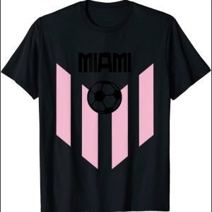 Miami Soccer Jersey Style Team Fan Flag Inter Ball Flamingo T-Shirt