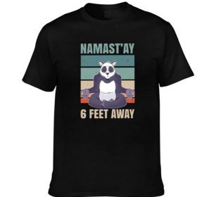 Ohclearlove Namaste Panda 6 Feet Away Funny T Shirt Fitted Short Sleeve Tee for Men Cotton Casual Tops
