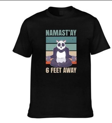 Ohclearlove Namaste Panda 6 Feet Away Funny T Shirt Fitted Short Sleeve Tee for Men Cotton Casual Tops